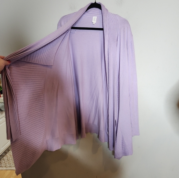 NWT Jones New York Angora Rabbit Hair Blend purple drape cardigan. 3X. - Picture 12 of 16